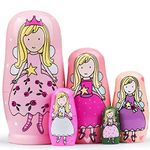 Russian Nesting Dolls- 5pcs Cute Angel Girl Wooden Matryoshka Dolls Handmade Birthday Gifts for Kids (04 Angel)