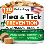 Flea and Tick Prevention for Dogs Pills - Natural Dog Flea & Tick Control - 170 Soft Chewables - Oral Defense Treatment for Dogs Supplement - Vet Formulated Chews - All Breeds & Ages - Made in USA