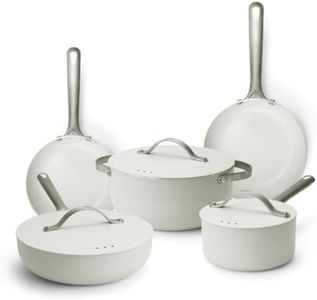 Alva Mobi Professional Nonstick Cookware Set, Non-Toxic PFAS/PTFE/PFOA Free 8-Piece Complete Kitchen Cooking Set with Pots, Pans & Lids, Induction Compatible, Oven & Dishwasher Safe, Cream