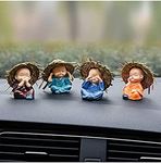 RAJCRAFTS Porcelain Cute Doll Car Ornaments, Small, Multicolour, 4 Pieces Figurine