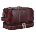 Hammonds Flycatcher Genuine Leather Toiletry Bag for Men and Women Cosmetic Organizer Bag, Travel Organizer Pouch, Shaving Kit Bag, Toiletry Pouch for Men with Multiple Pockets - Brown