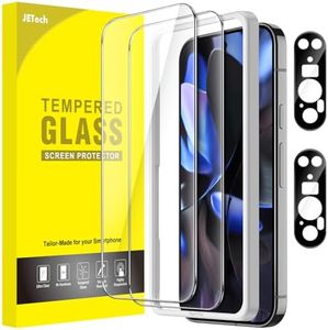 JETech Screen Protector for Google Pixel 9 Pro with Camera Lens Protector, Easy Installation Tool, Fingerprint Compatible, Tempered Glass Film, HD Clear, 2-Pack Each