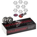 Rollerbones Bearings 8mm 16 Pack - w/Dragon Spacers - Bones Bearings Roller Bearing Set for Roller Derby Inline Skates & Rollerblades (608, w/Self Centering Spacers)