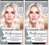 L'Oreal Paris Preference Hair Dye, Long Lasting, Luminous Permanent Hair Colour, up to 9 Levels of Lift, Extreme Platinum (Pack of 2)