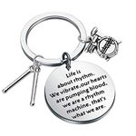 BAUNA Drum Keychain Percussion Drumsticks Gifts with Drum Stick Pendant Life Is About Rhythm Musical Instrument Keychain For Drummers Percussionist (Drum Keychain)