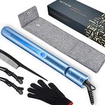 NITION Nano Titanium Hair Straightener 1" Heating Plate Smooth Straightening Flat Iron for Hair. LCD 265-450°F Adjustable for All Hair Type. Travel Pouch Bag Included. MCH Fast Heating Up. Blue