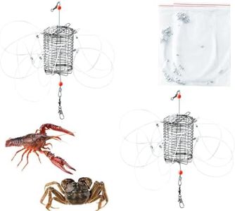 Drchoer Crab Fishing Trap with 10 Loops: Stainless Steel Blue Crab Crabbing Fishing Gear(2 Traps + 40 Replace Loops)