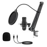 amazon basics Condenser USB Microphone Kit with Adjustable Scissor Arm Stand | Shock Mount for PC and Mac