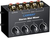 CAMWAY Audio Mixer 4 Channel - Mini RCA Stereo Audio Mixer for PC, X-box,PS4 Gaming,TV,PC,Music,Streaming,DJ Mixing,RCA Input with Independent Volume Controls,Professional Sound,Plug and Play