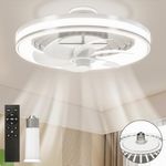 Socket Ceiling Fan with Light and Remote, 13 Inch Small Screw in Ceiling Fan with Extender, Bright Light, 4 Speed, Mini Easy to Use Socket Fan Light for Bedroom Kitchen Garage, Ventilateur Plafond