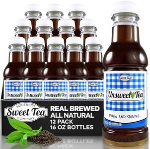Unsweetened Black Iced Tea, Real Brewed, Caffeinated, All Natural, No Artificial Flavors or Colors by Southern Sweet Tea Company 12PK
