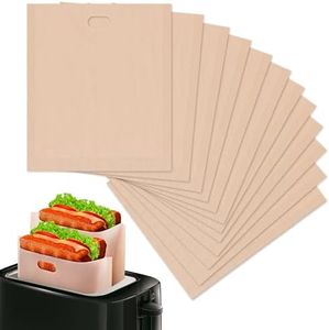 12pcs Non Stick Reusable Toaster Bags - Toaster Sandwich Bags Grilled Cheese Toaster Bags Reusable Bags for Food - Fiberglass Heat Resistant Toaster Bags for Grilled Cheese Sandwiches, Toaster Sleeves
