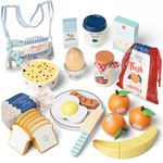 Lehoo Castle Wooden Food Toys, Toy Food for Toddlers 3+ Year Old, Play Food Sets for Children Kitchen, Wooden Breakfast Kitchen Toys, Pretend Role-Play Educational Toys 3+