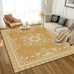 6' x 9' Sun and Moon Rug Boho Celestial Area Rugs for Bedroom Dorm Living Room Bohemian Occult Crescent Solar Stars Floor Mat Pad Doormat Carpet,180 X 275cm,Aztec Gold