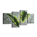 Wieco Art Botanical Paintings Wall Art on Canvas Abstract Green Leaves Canvas Wall Art for Living Room Bedroom Wall Decor Modern Artwork for Home Decorations