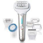 Panasonic Epilator for Women - Premium Cordless Wet/Dry Epilator & Shaver with 7 Attachments achieves Gentle Hair Removal & Full Body Spa Care at Home - ES-EL9A-S (Silver)