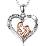 INFUSEU Dog Necklace for Women Labrador Golden Retriever Owner Pet Lover Gifts Sterling Silver Cubic Zirconia Heart Pendant Jewelry