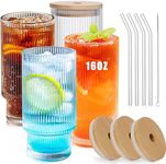 16oz Glass Cup with Lid and Straw, 