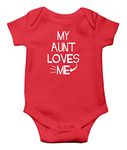 Witty Fashions My Aunt Loves Me - Funny Gift for Nephew Neice - Infant Baby Bodysuit (Red, 3 Months)