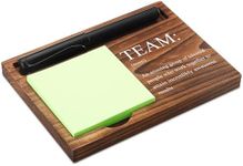 Team Sticky Note Holder Wooden Notepad & Pen Holder 6.5" x 4.7" Sticky Note Pad Holder Dispenser for Desk Team Definition Teamwork Gifts, NPA182