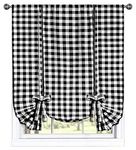 GoodGram Buffalo Check Plaid Gingham Custom Fit Window Curtain Treatments Assorted Colors, Styles & Sizes (Tie up Shade, Black)