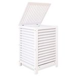 SMIBUY Double Laundry Hamper with Lid, 120L Bamboo Laundry Basket with Removable Liner Bag, 2-Section Clothes Divider Laundry Sorter for Laundry Room, Bathroom, Bedroom (White)