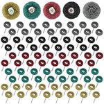 80 PCS Polishing Buffing Wheel, Abrasive Buffing Wheels Set with 3mm Shank Polishing Accessories for Rotary Tools for Glass Metal Wood Polishing Sanding Dusting