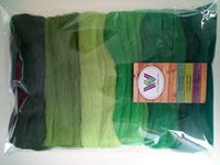 100% Merino Wool Tops for Wet & Dry Felting, Assorted Colours, Packs of 60 grams (Green 60 g)