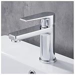 Gricol Bathroom Basin Tap Solid Brass Square Handle Hot Cold Mixer Tap Single Lever Faucet