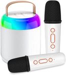 Tipao Karaoke Machine for Kids with 2 Microphones, Portable Kids Karaoke Machines for Girls with LED Party Lights,Girls Toys Birthday Gifts for Kids Age 14-18 (White 2 Mic)