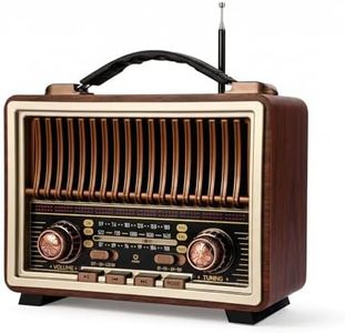 Retro Radio Bluetooth Speaker with Stereo Sound, AM FM Radio Portable with Loud Volume, Rechargeable Speaker (Gold)
