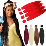 Yamel Pre Stretched Braiding Hair Red Long 24 inch 4 Bundles Yaki Easy Braids Synthetic Braid Hair Extensions for Braiding