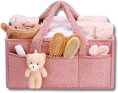 Baby Diaper Caddy Organizer for Changing Table, Baby Storage Basket for Diapers and Baby Wipes,Perfect for Baby Shower,Car Caddy Organizer,Nursery Diaper Organizer,Portable Diaper Storage Bag (Pink)