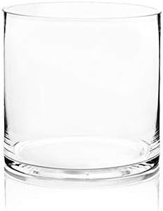 WGV Cylinder Vase, Width 8", Height 8", Clear Wide Large Diameter Glassware, Floral Container, Planter Terrarium for Wedding Party Event, Home Office Decor, 1 Piece