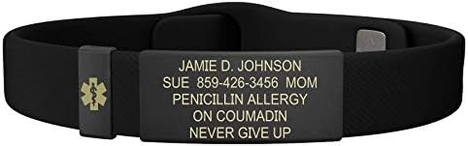 ROAD iD - Official Medical Alert Bracelet - the Wrist ID Elite - 13mm wide - Silicone Pin-Tuck - Medic ID bracelets - 4 colors