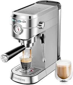 CASABREWS CM5418 Espresso Machine 20 Bar, Barista Espresso Maker with Steam Milk Frother, Stainless Steel Coffee Machine with 1L Removable Water Tank for Cappuccino, Latte, Silver
