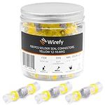 Wirefy 100 PCS Solder Seal Wire Connectors - Heat Shrink Solder Butt Connectors - Waterproof Solder Sleeves - Self Soldering Wire Connectors - Yellow 12-10 AWG