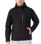 SNOTEK Softshell Jacket for Men, Water Resistant, Wind Resistant Jacket with Hood (JKT23 Black, L)