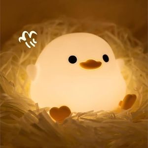 Cute Duck Night Light for Children,Soft Silicone Sleep Light with USB Rechargeable,Touch Sensor Nightlights for Kids Room Gift