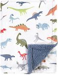 Hudson Baby Unisex Baby Plush Mink and Sherpa Blanket, Dinosaurs, One Size