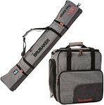 BRUBAKER Combo Ski Boot Bag and Ski Bag for 1 Pair of Ski, Poles, Boots, Helmet, Gear and Apparel - (190 cm) 74 3/4" - Gray