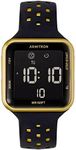 Armitron Sport Unisex Gold-Tone Accented Digital Chronograph Black Perforated Silicone Strap Watch, 40/8417GBK