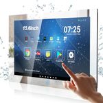 Haocrown 15.6-Inch Bathroom TV Waterproof Touch Screen Smart Mirror Android 11.0 Television Full HD 1080p Smart TV with ATSC Tuner Wi-Fi Bluetooth 2024 Model (8GB+64GB)