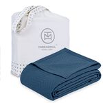 Threadmill Luxury Cotton Blankets for Queen Size Bed | All-Season 100% Cotton Queen Size Blanket | Aster Cozy Lightweight, Soft Breathable Coverlet fits Full Size Bed, 90x92 | Folkstone Blue