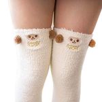 Binoster Cute Thigh High Long Striped Socks Coral Fleece Warm Soft Over Knee High Socks, Women's and Girl's