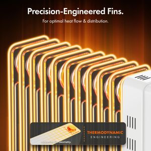 VonHaus 11-Fin Oil Radiator Heater, 2500W – Portable Electric