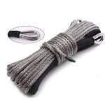 Synthetic Winch Rope String Line Cable 5/16" 50ft 8300LBs ATV UTV SUV Truck Boat Towing Synthetic Winch Recovery Rope (Gray)