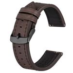 BISONSTRAP Leather Watch Straps, Quick Release Replacement Band for Men and Women-22mm, Dark Brown (Black Buckle)