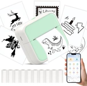 HUIJUTCHEN Mini Pocket Printer for iPhone/Android, Portable Mini Sticker Printer with 10 Rolls Non-Sticky Thermal Papers, Blue-Tooth Thermal Label Maker for Journal Memo Notes Photo Study, Green