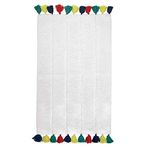 iDesign Tassel Bathroom Mat, Rectangle-Shaped Small Rug Made of Cotton, White and Multicolour, 53.3 cm x 86.4 cm